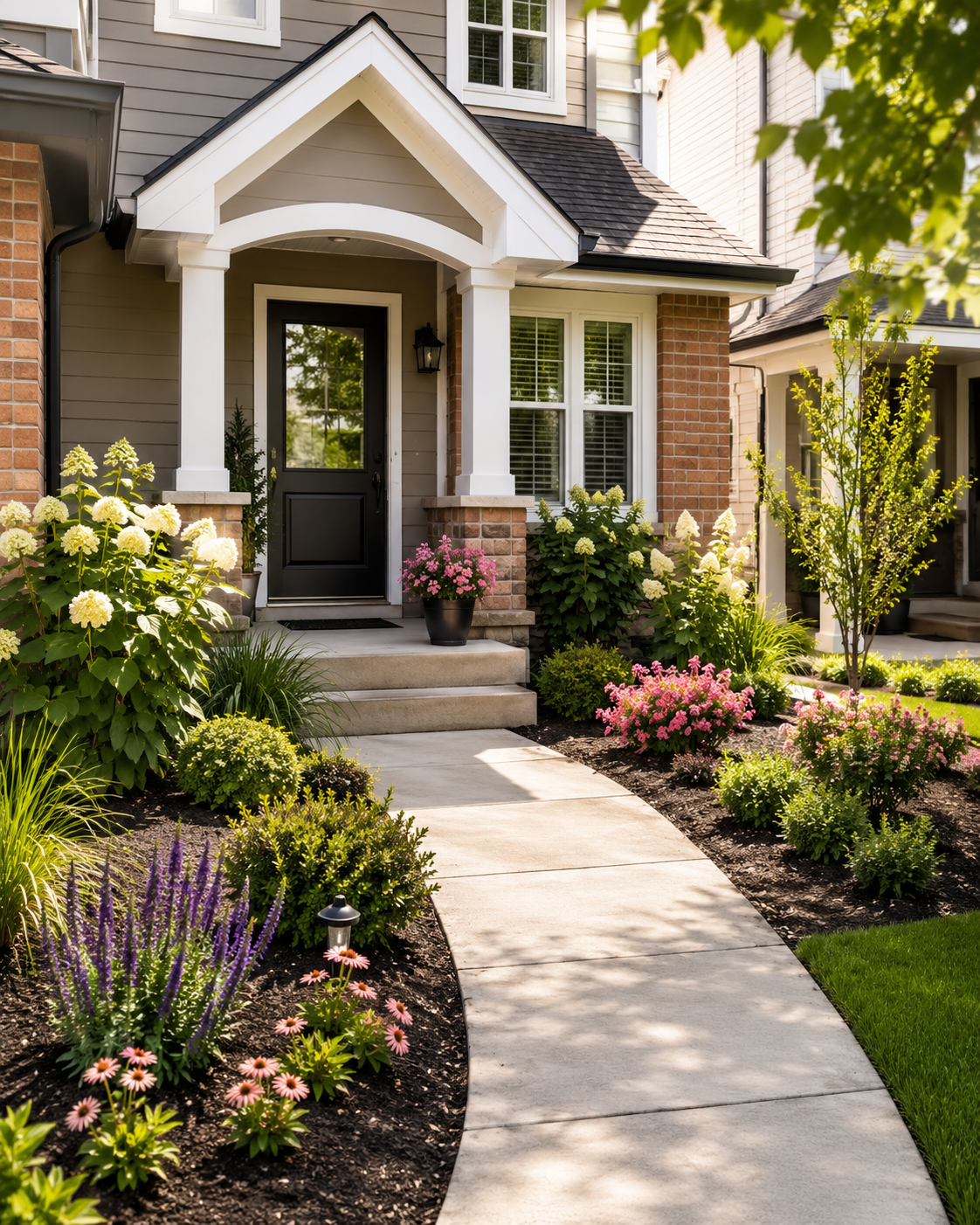 Landscaped front entry garden